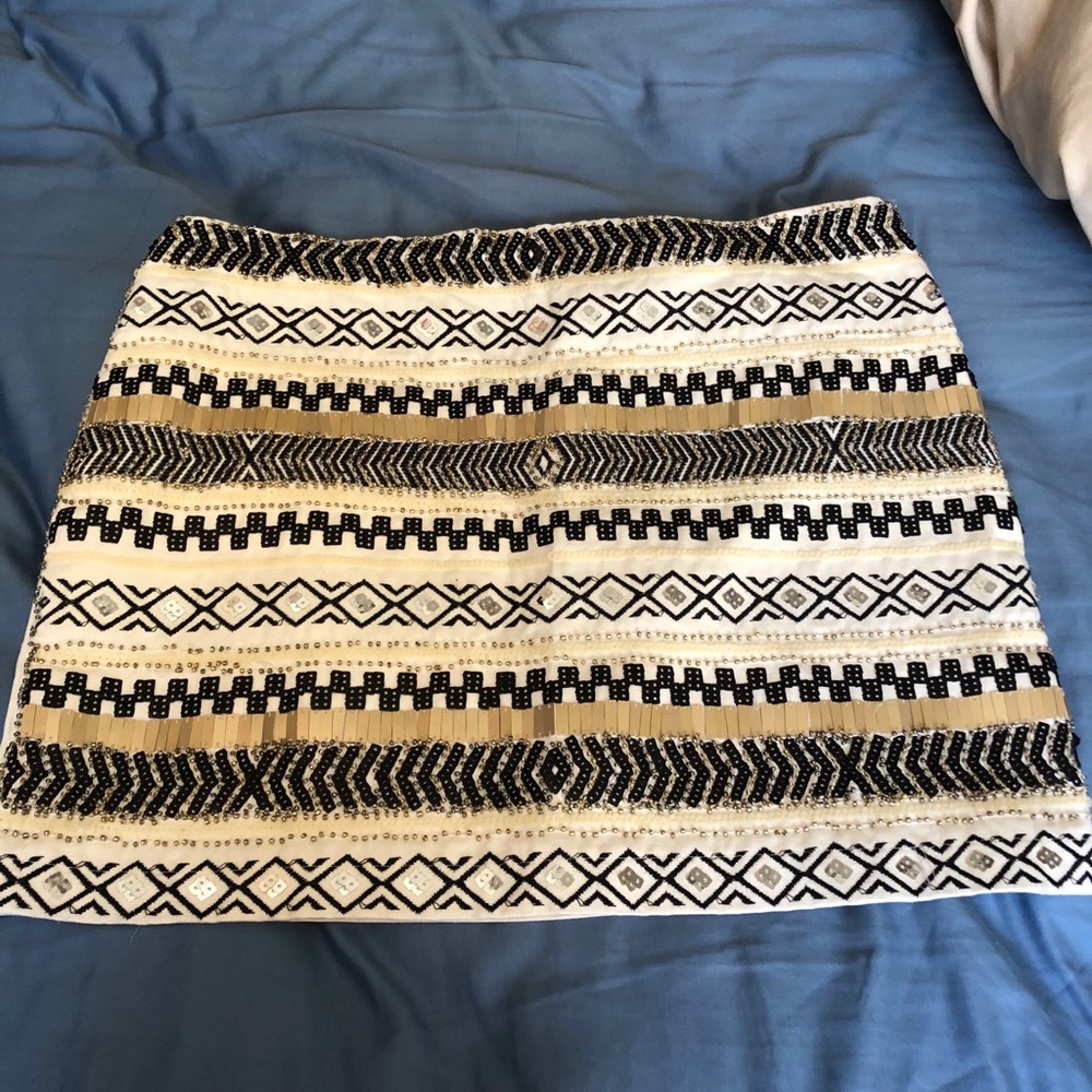White beaded mini skirt